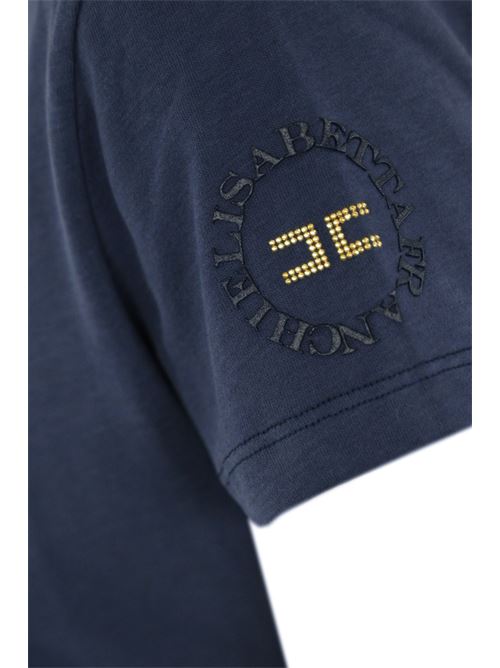 T-shirt in jersey navy con logo sulla manica Elisabetta Franchi | MA00546E2B75